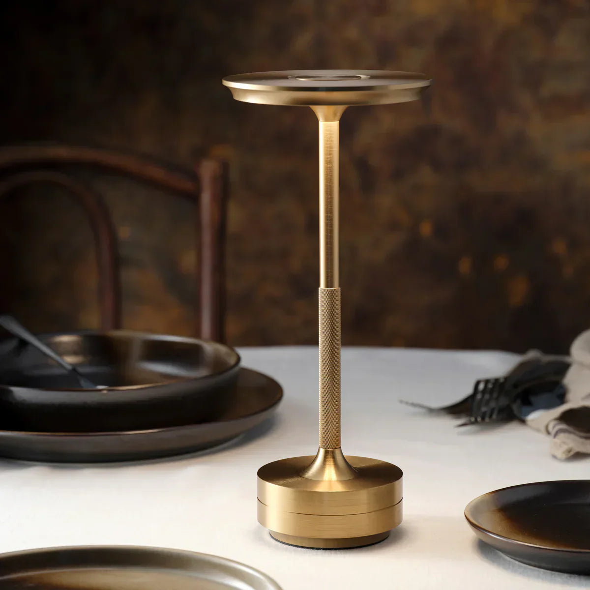 Modern Brass Cone LED Rechargeable Table Lamp 1-Light Lasson Living