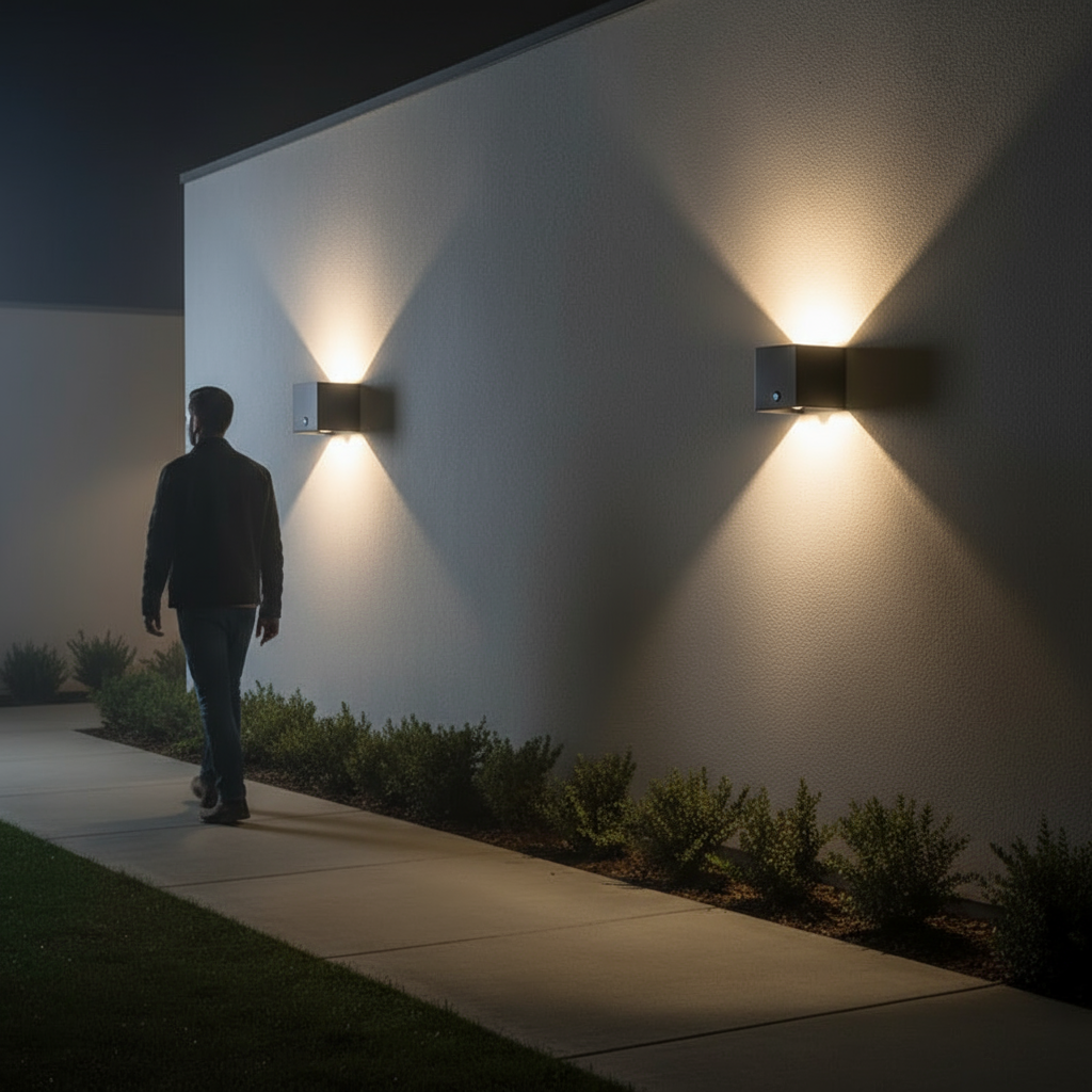 Modern Cube Outdoor Wall Light LED 1-Light Lasson Living