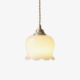 Vintage Brass Petal Glass Pendant Light 1-Light Lasson Living