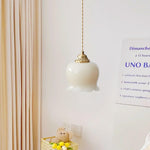 Vintage Brass Petal Glass Pendant Light 1-Light Lasson Living