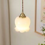 Vintage Brass Petal Glass Pendant Light 1-Light Lasson Living