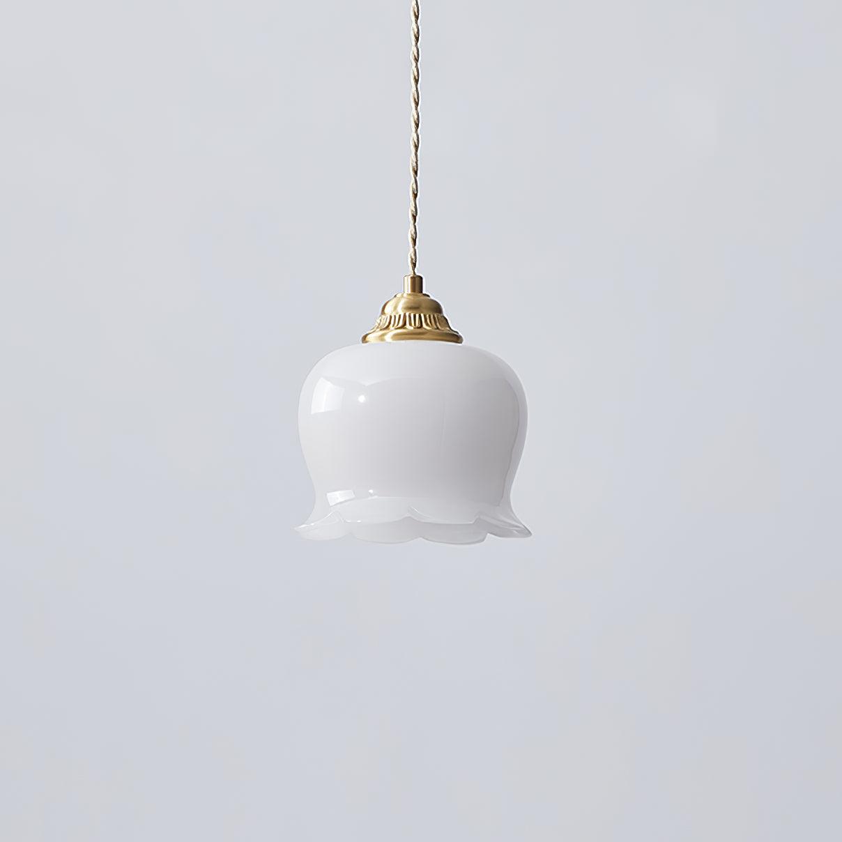 Vintage Brass Petal Glass Pendant Light 1-Light Lasson Living