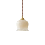 Vintage Brass Petal Glass Pendant Light 1-Light Lasson Living