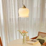 Vintage Brass Petal Glass Pendant Light 1-Light Lasson Living