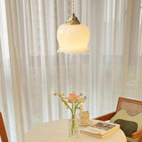 Vintage Brass Petal Glass Pendant Light 1-Light Lasson Living