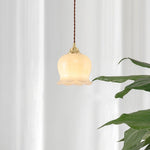 Vintage Brass Petal Glass Pendant Light 1-Light Lasson Living