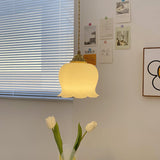 Vintage Brass Petal Glass Pendant Light 1-Light Lasson Living