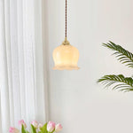 Vintage Brass Petal Glass Pendant Light 1-Light Lasson Living