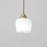 Vintage Brass Petal Glass Pendant Light 1-Light Lasson Living