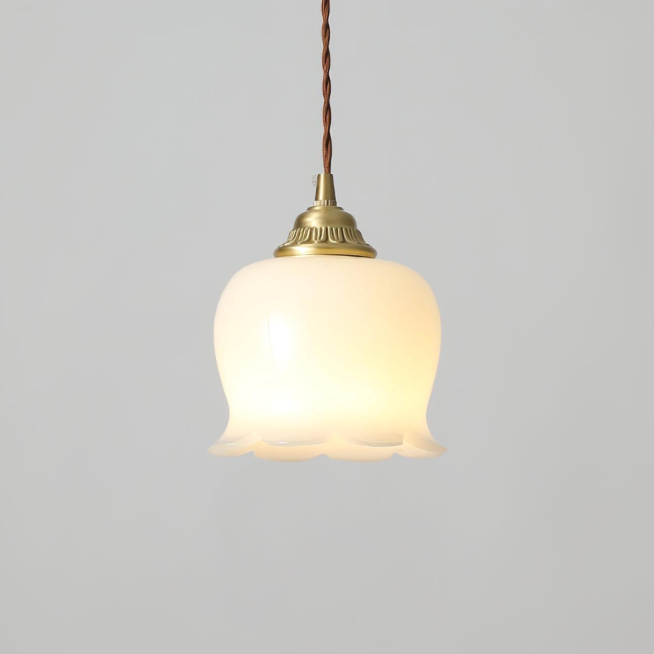Vintage Brass Petal Glass Pendant Light 1-Light Lasson Living