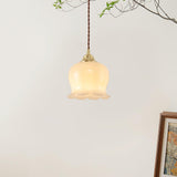 Vintage Brass Petal Glass Pendant Light 1-Light Lasson Living