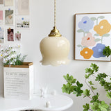 Vintage Brass Petal Glass Pendant Light 1-Light Lasson Living