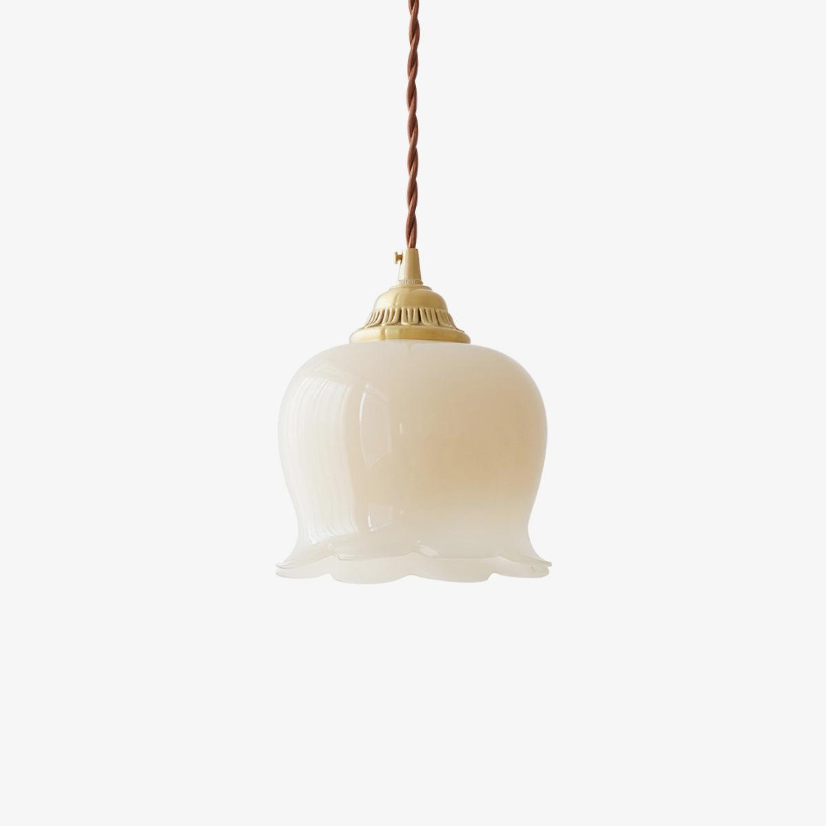 Vintage Brass Petal Glass Pendant Light 1-Light Lasson Living