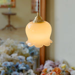Vintage Brass Petal Glass Pendant Light 1-Light Lasson Living
