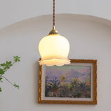 Vintage Brass Petal Glass Pendant Light 1-Light Lasson Living