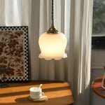 Vintage Brass Petal Glass Pendant Light 1-Light Lasson Living