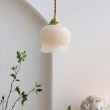 Vintage Brass Petal Glass Pendant Light 1-Light Lasson Living