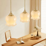 Vintage Brass Petal Glass Pendant Light 1-Light Lasson Living