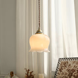 Vintage Brass Petal Glass Pendant Light 1-Light Lasson Living