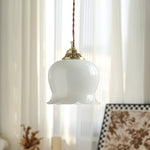 Vintage Brass Petal Glass Pendant Light 1-Light Lasson Living