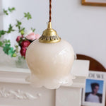 Vintage Brass Petal Glass Pendant Light 1-Light Lasson Living