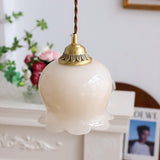 Vintage Brass Petal Glass Pendant Light 1-Light Lasson Living