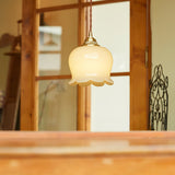 Vintage Brass Petal Glass Pendant Light 1-Light Lasson Living