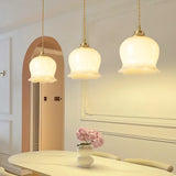 Vintage Brass Petal Glass Pendant Light 1-Light Lasson Living