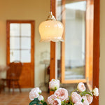 Vintage Brass Petal Glass Pendant Light 1-Light Lasson Living