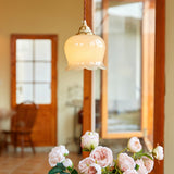 Vintage Brass Petal Glass Pendant Light 1-Light Lasson Living