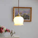 Vintage Brass Petal Glass Pendant Light 1-Light Lasson Living