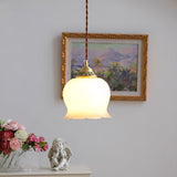 Vintage Brass Petal Glass Pendant Light 1-Light Lasson Living
