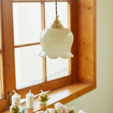 Vintage Brass Petal Glass Pendant Light 1-Light Lasson Living