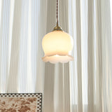 Vintage Brass Petal Glass Pendant Light 1-Light Lasson Living