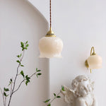Vintage Brass Petal Glass Pendant Light 1-Light Lasson Living