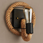 Vintage Rope Round Wall Sconce Lamp 1-Light Lasson Living