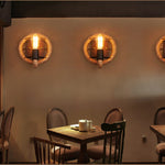 Vintage Rope Round Wall Sconce Lamp 1-Light Lasson Living