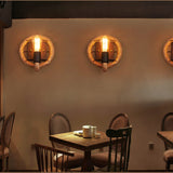 Vintage Rope Round Wall Sconce Lamp 1-Light Lasson Living
