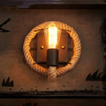 Vintage Rope Round Wall Sconce Lamp 1-Light Lasson Living