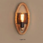 Vintage Rope Round Wall Sconce Lamp 1-Light Lasson Living