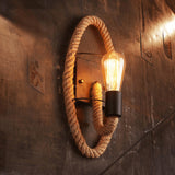Vintage Rope Round Wall Sconce Lamp 1-Light Lasson Living