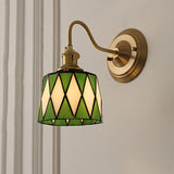 Vintage Tiffany Glass Brass Wall Sconce Lamp 1-Light Lasson Living