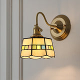 Vintage Tiffany Glass Brass Wall Sconce Lamp 1-Light Lasson Living