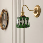 Vintage Tiffany Glass Brass Wall Sconce Lamp 1-Light Lasson Living