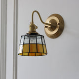 Vintage Tiffany Glass Brass Wall Sconce Lamp 1-Light Lasson Living
