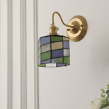 Vintage Tiffany Glass Brass Wall Sconce Lamp 1-Light Lasson Living