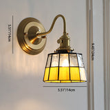 Vintage Tiffany Glass Brass Wall Sconce Lamp 1-Light Lasson Living