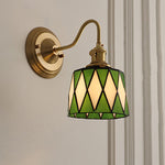 Vintage Tiffany Glass Brass Wall Sconce Lamp 1-Light Lasson Living