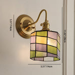 Vintage Tiffany Glass Brass Wall Sconce Lamp 1-Light Lasson Living