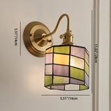 Vintage Tiffany Glass Brass Wall Sconce Lamp 1-Light Lasson Living